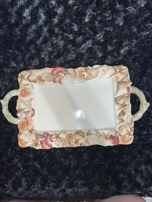 Plato para servir con tema de playa Pacific Rim pintado a mano astilla pequeña Foto 1 de 4