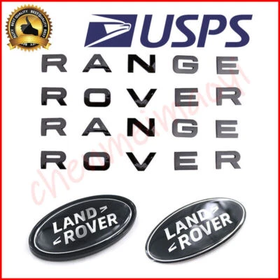 Negro Brillante LAND ROVER RANGE ROVER Letras Rejilla Puerta Trasera Emblema Insignia Ovalada Foto 1 de 4