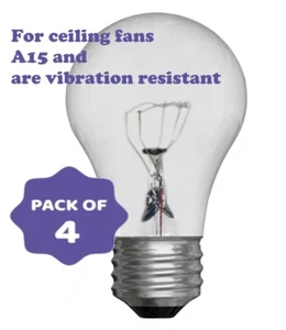 GE 40 Watt 415 Lumens Crystal Clear Ceiling Fan Incan Bulbs 99420 4 pack - Picture 1 of 8