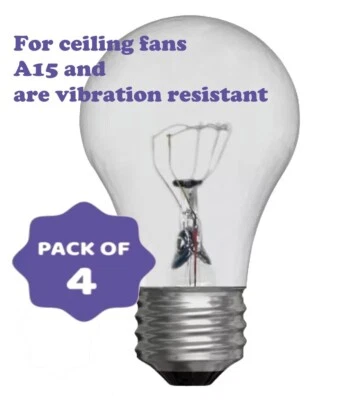 GE 40 Watt 415 Lumens Crystal Clear Ceiling Fan Incan Bulbs  99420 4 pack - Image 1 of 4