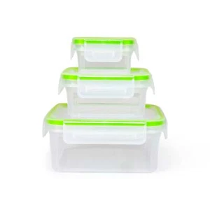 6-Piece Square Food Storage Container Set Click-and-Lock Lids BPA-Free Microwave - Picture 1 of 10
