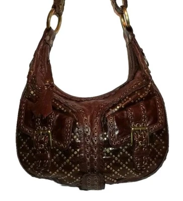 ISABELLA FIORE STUD MUFFIN HOBO ADJUSTABLE STRAP SHOULDER CROSSBODY BAG MRP$795 - Image 1 of 4
