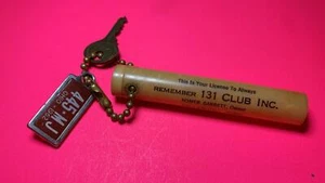 Hillsboro Ohio 131 Club Advertising Keychain License Holder & DAV TAG 1962 & Key - Picture 1 of 6