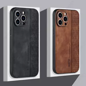 For iPhone 15 Plus 14 13 Pro Max 12 11 Luxury Embossing Leather Slim Case Cover - Picture 1 of 19