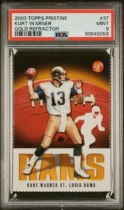 2003 Topps Pristine 37 Kurt Warner Gold Refractor #/150 PSA 9 St. Louis Rams - Picture 1 of 2