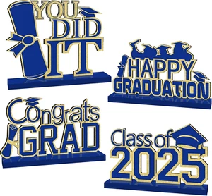 4Pcs Graduation Decorations Class of 2025 Congrats Grad Wooden Table Centerpiece - Picture 1 of 12