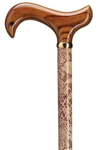 MOJAVE SNAKESKIN PRINT DERBY HANDLE WALKING STICK - WALKING CANE - Picture 1 of 1