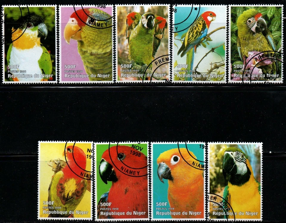 Birds small lot of MNH stamps Niger 1998 Parrots - Image 1 of 1