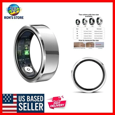 Elegante anel inteligente à prova d'água com rastreamento de frequência cardíaca e sono - Prata, tamanho 10 - Imagem 1 de 4