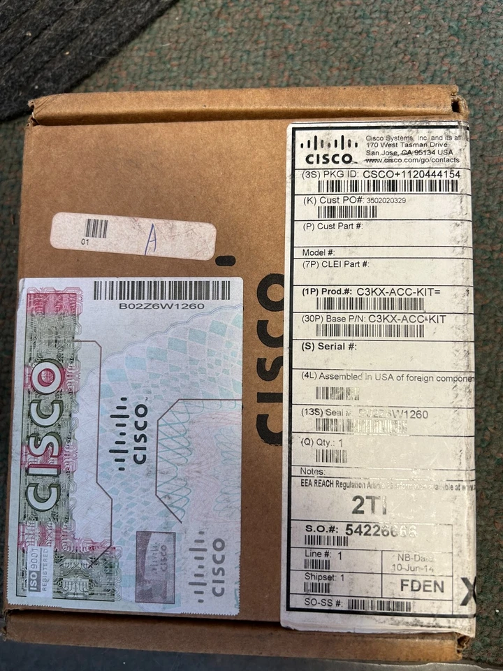 C3KX-ACC-KIT Cisco 1RU Accessory Kit (C3KX-RACK-KIT Kit, Console & AC Cord) - Image 1 of 1