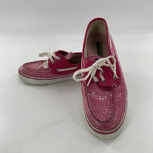 Sperry Top Sider Womens Pink Bahama Sneaker Sequin 8 M Low Top Boat Shoe Preppy - Picture 1 of 15