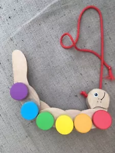 PULL ALONG WOODEN CATERPILLAR PERSONALISED MAXI - Picture 1 of 3