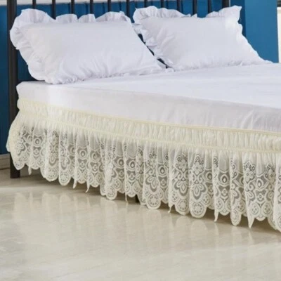 Elastic Lace Bed Skirt Wrapped Drop Bedding Twin/Full/Queen/King Size Modern New - Image 1 of 4