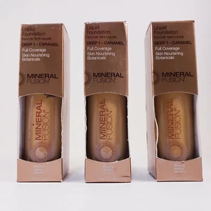 3 Pack Mineral Fusion Liquid Foundation Deep 1 - Caramel Full Coverage 1 fl oz - Picture 1 of 6