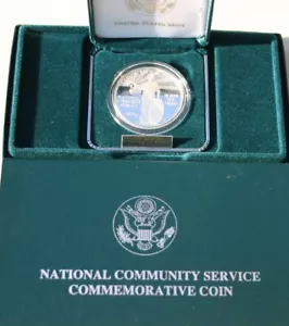 1996 S National Community Service Proof Silver Dollar Coin Box and COA as Issued - Picture 1 of 3