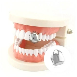 Hochglanz Silber Platin Einzelzahn Massiv Grill Kappe mit Formset USA - Bild 1 von 1