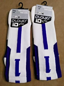 Player ID by TCK 1 Pair of Soccer Socks Purple/White #1 Sz L - NEW - Picture 1 of 3