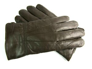 New Mens New Super Soft Brown Fully Lined Real Leather Gloves Everyday Driving 