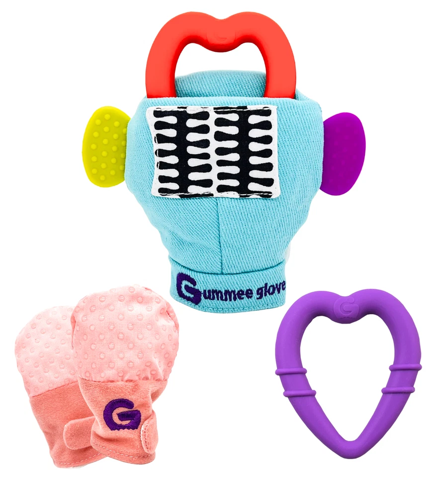 Gummee Teething Mitten Ring Toy Ideal Baby shower gift bundle Anti-scratch mitts - Image 1 of 4