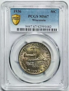1936 P Classic Commemorative Wisconsin Territorial Centennial PCGS MS-67 - Picture 1 of 3