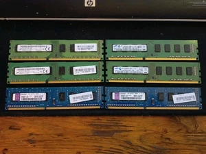 LOT of 6 PC3 12800U 4X 4GB, 2X 2GB. Samsung, Kingston, Micron. Working Pulls. - Picture 1 of 4