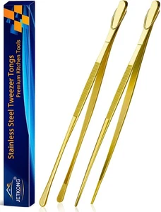 2 piezas pinzas de cocina de 14 pulgadas extra largas de acero inoxidable pinzas para alimentos cocina... - Imagen 1 de 6