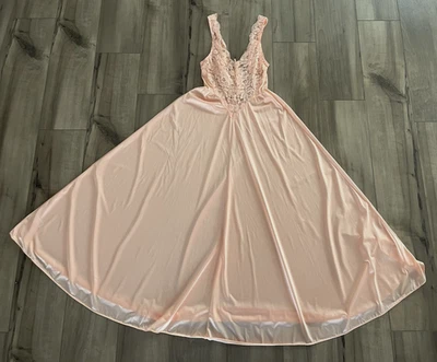 Camisón vintage Olga Peach barrido completo detalle encaje estilo 92180 talla S NUEVO EE. UU. Foto 1 de 4