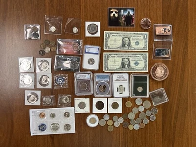 Coin & Currency Lot 0.8oz Silver, Copper, Silver Certs, Foreign, PCGS NGC, Gold - Image 1 of 4