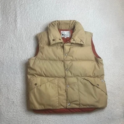 Vintage Penfield Trailwear down puffer vest men's tan warm red lined 80s M - Image 1 of 4