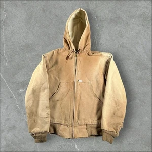Vintage Carhartt Jacket Mens Small Tan Distressed Canvas Thermal Lined USA JR106 - Picture 1 of 8