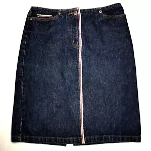 Esprit Jeans Vtg Redline Selvedge Blue Denim Knee Length Skirt Size US 4 / AU 8 - Picture 1 of 6