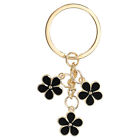 Flower Charm Keychain, Enameled Keychain Tassel Keyring Pendant, Black