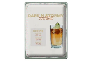 Blechschild Rezept Dark n Stormy Cocktail Recipe 30x40cm Deko Schild tin sign - Bild 1 von 5