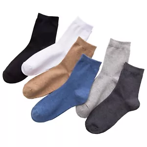 Lot 6 Pairs Mens Solid Sports Athletic Work Plain Crew Socks Size 9-11 - Picture 1 of 5