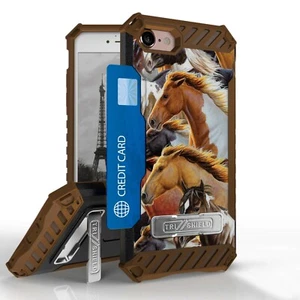 Funda híbrida a prueba de golpes Wild Horses + cubierta de vidrio templado para modelo iPhone (4,7") - Imagen 1 de 6