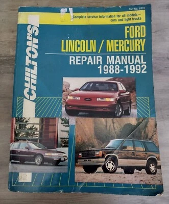 Chilton's Ford Lincoln/Mercury Repair Manual 1988-1992 Part No 8319 - Image 1 of 2