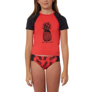 Hang Ten Girls Rash Guard 2 Piece Set Red Size 8 - Picture 1 of 5