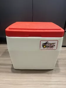 Vintage 1982 Coleman Super Oscar Kühler 5276 Eistruhe groß rot Getränkehalter Deckel - Bild 1 von 10