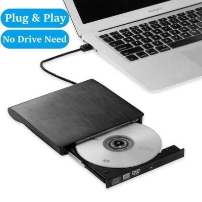 USB3.0 Portable DVD±DL RW CD±RW Drive Writer Burner Player  Windows 7/10/11 Mac - Image 1 of 4