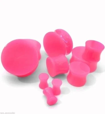 PAIR-Flexi Pink Double Flare Silicone Plugs 03mm/8 Gauge  - Image 1 of 4