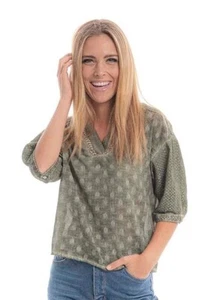 NWT Cienna Malika Top in Sage Green Lovely Lightweight Cotton Top Size S Small - Picture 1 of 2