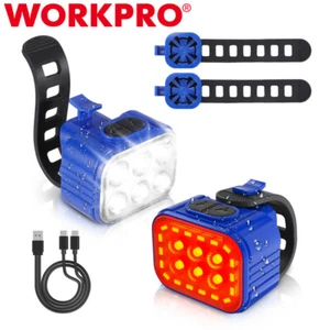 WORKPRO Rechargeable Bike Light Set Ultra Bright 8+13 Mode Bicycle Headlight Set - Picture 1 of 13