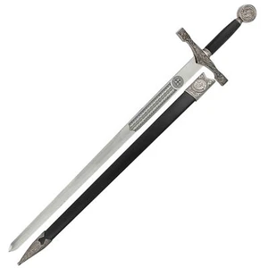 King Arthur Excalibur Longsword - Replica Medieval Knights Sword Silver - Picture 1 of 14