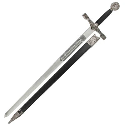 King Arthur Excalibur Longsword - Replica Medieval Knights Sword Silver - Image 1 of 4