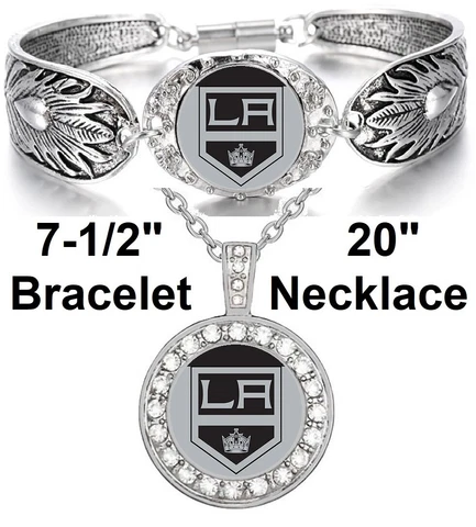 Special Los Angeles LA Kings Womens Sterling Silver Necklace With Bracelet D3D18 Cover