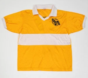 Vintage 80's Soffe Soccer Jersey Men Size M SAA #17 Yellow Collared MLS - Picture 1 of 20