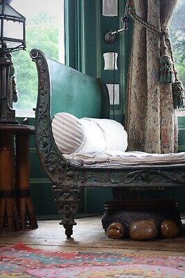 1860 Green Napoleon Lll Cast Iron Daybed Rococo Style Antique Country House  • 2,995£