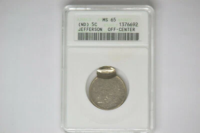 Off-Center Jefferson Nickel- ANACS MS-65.  Neat Error! - Image 1 of 4