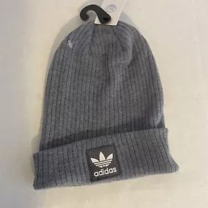 Adidas Originals Women's Fit Beanie Hat Rib Cuff 2.0 Beanie Gray Cap NWT $26 - Picture 1 of 12