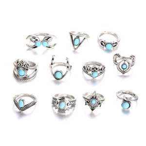 11Pcs Natural Blue Round Diamond Band Ring Exquisite for Party Decor - Picture 1 of 8